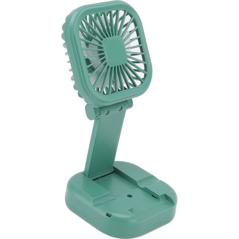 Ventilateur de Bureau Portable Rechargeable USB - 3 Vitesses, Pliable et Rotatif, Compact et Vert