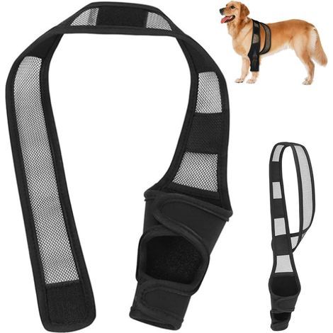 Paragomito per cani, nero, per recupero post-operatorio, manicotto protettivo regolabile anti-leccamento per cani anteriori e posteriori, nero (1/5)