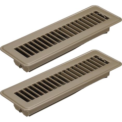 10 X 2 Pouces Grille de Sol, 2Pcs Couverture de Ventilation D'Air Robuste en Acier Ajustable Décorative Facile à Ajuster Grilles de Sol pour Maison Bureau, Marron (1/5)