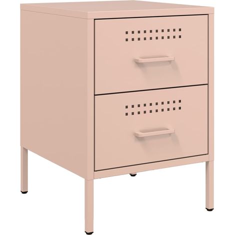 Comodino con due cassetti 36 x 39 x 50,5 cm acciaio rosa DEC034559