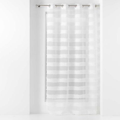 Douceur D'Intérieur – Voilage à œillets 140 x 260 cm – Voile sablé – Fils coupés – Couleur blanche – Pour fenêtres et portes (1/6)
