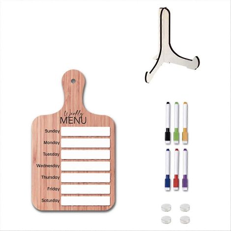 Planificateur de repas pour réfrigérateur, tableau de préparation des repas hebdomadaires - Magnétique en bois (1/5)