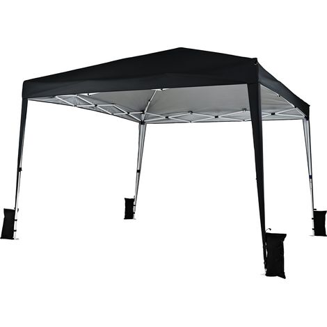 Tonnelle pliante de jardin noire 3 x 3 m imperméable avec hauteur réglable, armature métal, sac et piquets pour jardin