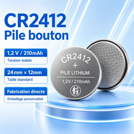 Pile Bouton Lithium CR2412 1,2V 210mAh pour Clé de Voiture Télécommande et Appareil Électronique – Livraison gratuite (1/5)