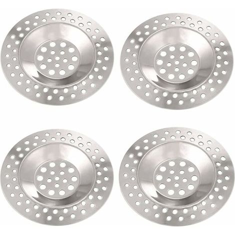 Filtre d'évier en acier inoxydable (4 pièces) - Bouchon de vidange Avabo pour cuisine et salle de bain - Diamètre 75 mm