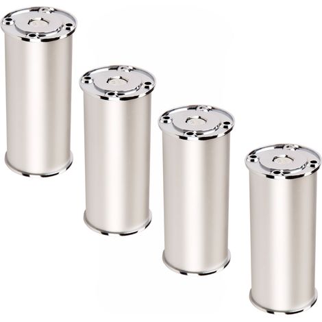 SOTECH 4er Set Möbelfüße RADO (Höhe 180 mm, Ø 50 mm, Aluminium / chrom poliert) höhenverstellbare Sockelfüße (1/5)
