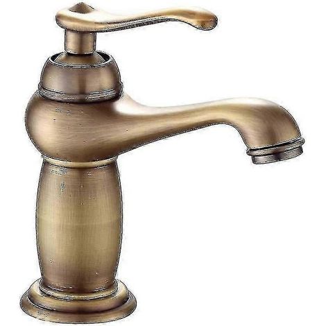 Robinet de lavabo en laiton antique, mitigeur en cuivre massif, robinet de luxe de style européen (1/5)