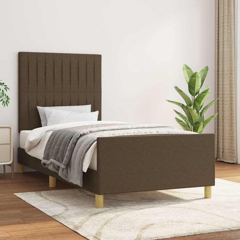 Cadre de lit sans matelas marron foncé 90x190 cm tissu (1/5)