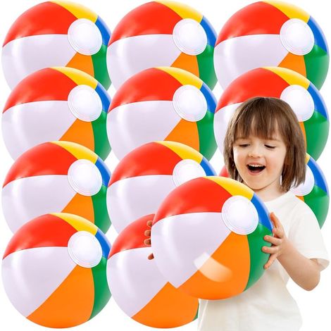 Regenbogen-Strandbälle, 30 cm aufblasbares Poolspielzeug für sommerliche Wasserspiele, Kindergeburtstags-Party-Zubehör-Kombi-Set aufblasbare Strandbälle (1/5)