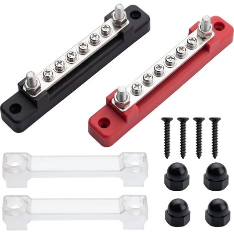 Bornier 12v Distribution Universel 150 A Busbar Bloc de Distribution M6 x 2 M4 x 6 pour Voiture, Camping-car, Yacht, Bateau (1/5)