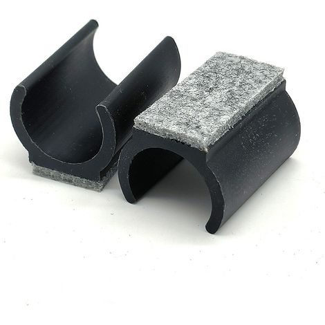 Lot de 24 protège-pieds de chaise avec feutre antidérapant, embouts en U pour pieds ronds de 19 mm, noirs (1/5)