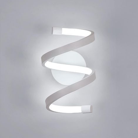 Goeco – Applique murale LED 18W spirale blanche – Éclairage blanc froid 6500K – Design moderne pour chambre et bureau – Matériau acrylique et métal (1/5)