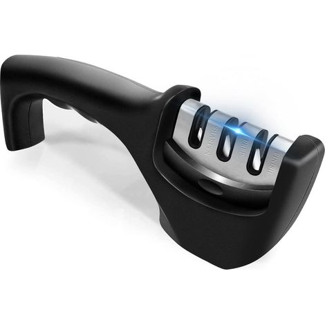 Aiguiseur Couteaux Professionnel3 en 1 Pierre A Aiguiser, Affuteur Couteau et Ustensiles de Cuisine Base AntiDérapante Eguiseur de Couteau Pour Couteaux Inoxydable/Céramique de Différentes (1/5)