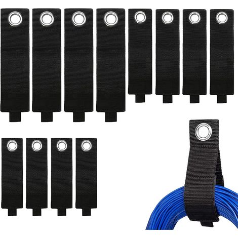 12 Pcs Sangles de Rangement Lourdes Nylon Organisateurs de Porte-Rallonge, Attache Câble Organisateur Rallonge, Réglable Robuste Lanière pour Stocker des Tuyaux, des Cordes et des Câbles (1/5)