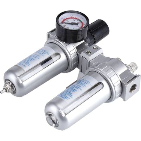 Filtre à air comprimé Régulateur de Séparateur d'huile/Eau Compresseur Régulateur pneumatique Lubrificateur Séparateur Eau-Huile Séparateur pour système d'outils pneumatiques SFC300 3/8 '' (1/4)