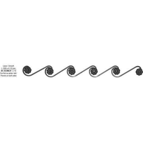 Fregio bifacciale - Altezza 110mm Lunghezza 1000mm in quadro liscio da 10mm - Ferro battuto per saldatura
