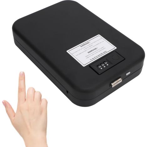 Coffre-fort portable avec reconnaissance biométrique et code de combinaison en acier haute résistance pour voyage et bureau (1/5)