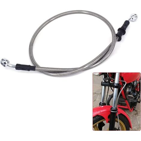 Manguera de freno para motocicleta de 120 cm, manguera de embrague hidráulico, manguera de grado aeronáutico para Pit Bike, Dirt Bike, Enduro, Motocross, ATV, Quad - Plateada (1/5)