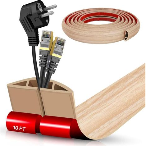 Passe Cable Sol Cache Fil Électrique Sol Auto-Adhésif 3M Petit Canal de câble Flexible pour Le Bureau, Le Concert, etc. Protection des Fil électrique et Prévention des Risques de Trébuchement
