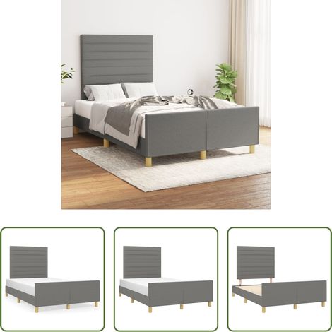 Kopfteil - Bettgestell ohne Matratze Dunkelgrau 120x200 cm Stoff (1/5)
