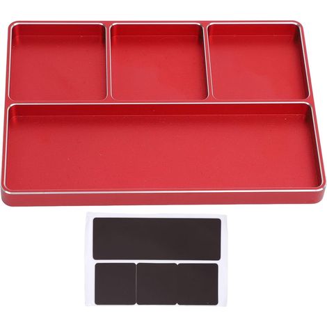 RC Repair Vis Tray Four Grid Airplanes Simple CNC Aluminium Alloy Pad Vis Disque en Aluminium Matériau en Alliage Matériau Métalon Modèle pour le Modèle de Véhicule, Équipement (Rouge) (1/5)