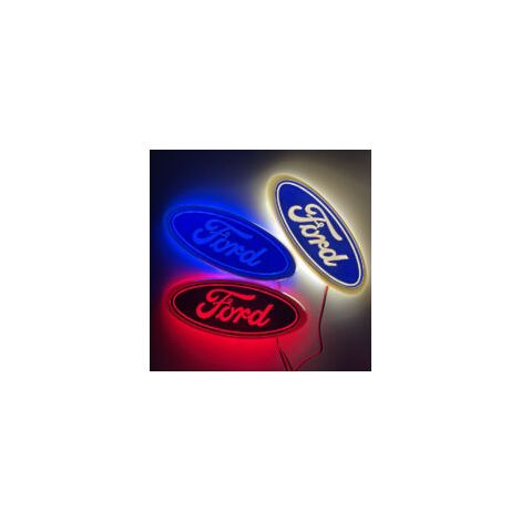 4D-LED-Leuchtaufkleber für Ford, 14,5 cm x 5,6 cm, Weiß - Crezuo