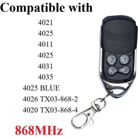 Télécommande de garage 868MHz - Pour 4020 TX03-868-4 4026 TX03-868-2 - Blanc - 1 pack de télécommande