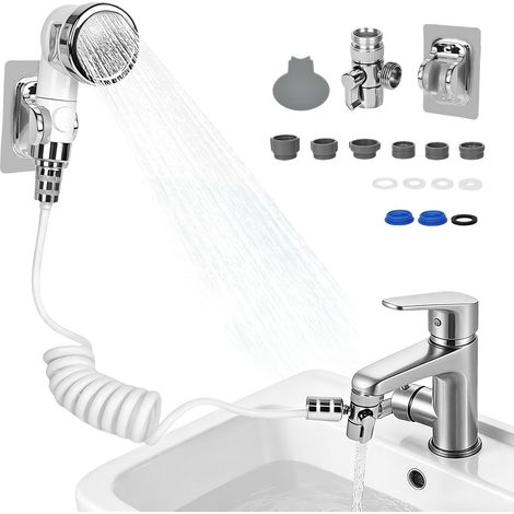 Douchette Lavabo, Douchette Robinet Cuisine, Avec Tuyau Et Support Pour Se Laver Les Cheveux Et Nettoyer Les Lavabos (1/5)