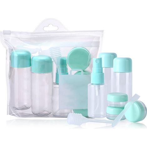 8 Pièces Flacons de Voyage Anti-Fuites Récupérables pour Shampoing Liquide avec Vaporisateur et Pots à Crème Cosmétique (1/5)