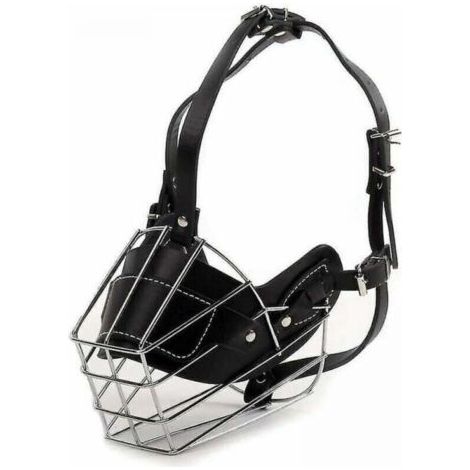 1pc noir Muselière Super Metal Muselière Muselière en cuir pour grands chiens (1/3)