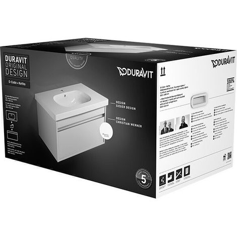 Conjunto de muebles Duravit Ketho lavabo de muebles incl. subestructura de lavabo de pared, 780mm, Color (frente/cuerpo): Blanco Mate Decoración - KT006301818