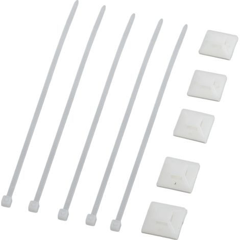 Lot de 200 attaches autobloquantes en nylon résistant aux hautes températures, avec supports pour clôture à câbles, 25 x 25 mm, blanc (1/5)