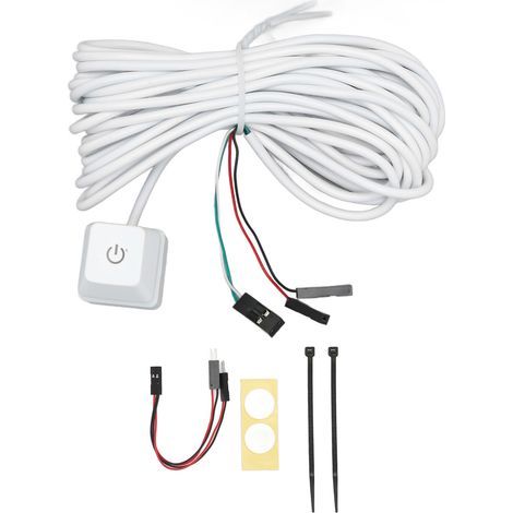 Interrupteur d'alimentation PC mécanique à lumière verte, bouton marche/arrêt avec câble de 6,6 pieds pour bureau gaming et ordinateur de bureau, plug and play. (1/5)