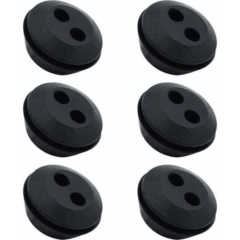 Lot de 6 Bouchons de Tuyau de Carburant - Joint de Réservoir - Caoutchouc - 2 Trous - Passe durite - Accessoires pour Débroussailleuse