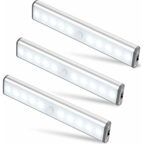 3er-Set LED-Lampen mit 10 LEDs, kabellos, USB-aufladbar, magnetisch, Bewegungsmelder, 2 Lichtmodi, tragbar. Schrankbeleuchtung, Notfallleuchte, Kinder-Nachtlicht, Zusatzbeleuchtung (1/5)