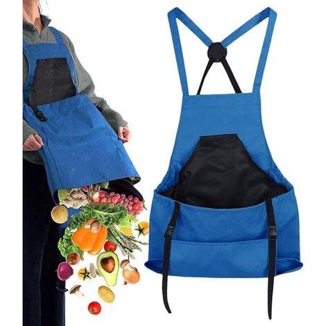 [NEVER USED] Crossover Back Gardening Apron, Garden Picking Apron, Farm Clothing Fruit, with Large Capacity Pockets, Sturdy, Adjustable, Ideal for Women and Men