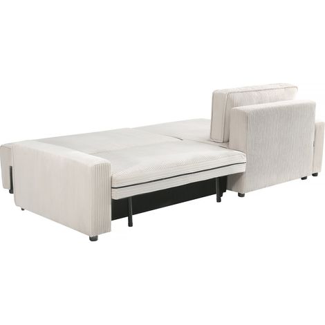 Palozi Sofa – Canapé d'angle convertible réversible en velours côtelé beige – 3 places – Coffre de rangement – Dimensions 282 x 153 x 93 cm — vue 4
