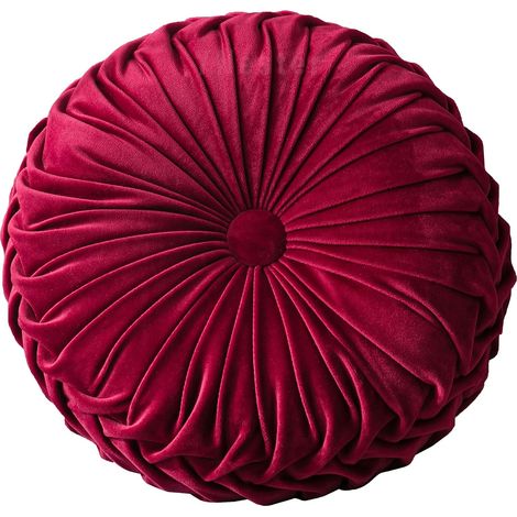 Coussin d'oreiller rond - Couleur unie Velours Chaise Canapé Citrouille Coussin Pliable Coussin Rond Décor À La Maison 35cm (1/2)