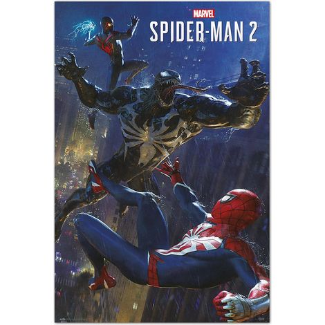 Grupo Erik: Poster Spiderman 2  Poster da parete Spider Man, 61 x 91,5 cm, Poster da muro con carta lucida e incorniciabile, Poster Supereroi, Poster Uomoragno