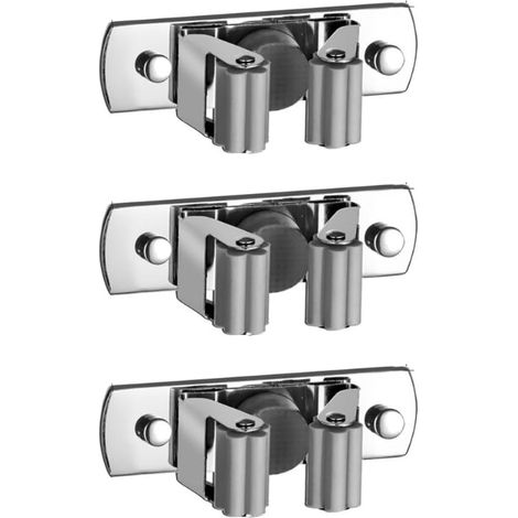 3 PCS Porte Balai Accroche Balai Mural sans Perçage pour Cuisine Salle de Bain Jardin Argenté Mixte