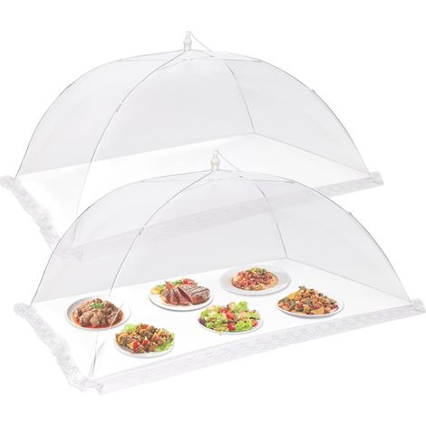 Lot de 2 filets de protection alimentaire d'extérieur (40 x 60 cm) réutilisables et pliables pour fêtes, pique niques et barbecues en plein air (1/5)