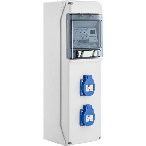 Batilec – Coffret électrique piscine IP65 avec horloge électronique 16A – 2 disjoncteurs 16A – 2 prises NF 16A IP54 – Dimensions 436x142x137mm - DISJ 16 A