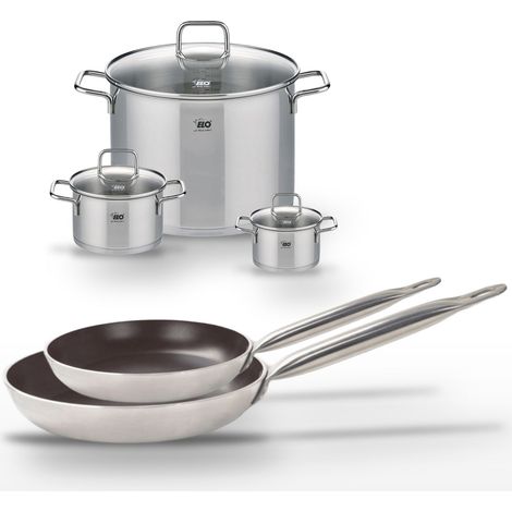 Lot Poêles 28/32 cm Elo Bistro Line et Faitouts 12/16/26 cm Elo Citrin (1/4)
