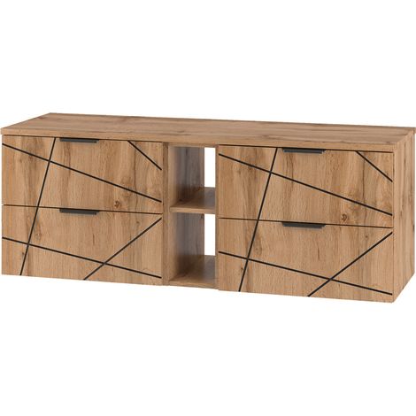 Mueble bajo lavabo 140cm 2 compartimientos encimera Teren Madera (1/4)