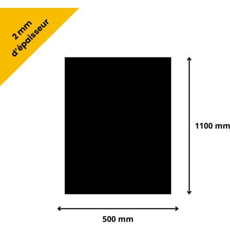 Plaque verre acrylique noir 2 mm - 50 x 110 cm (500 x 1100 mm) - Verre synthétique - Plaque PMMA XT - Plexiglass