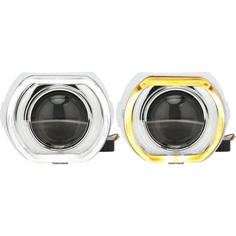 3-Zoll-Bi-LED-Projektorlinse mit Angel-Eyes-Blenden, 9–24 V, für H1-, H4-, H7-, HB3-, HB4- und D1-Scheinwerfer, weiße/gelbe Angel Eyes (1/3)