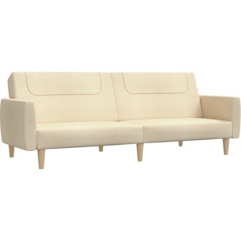 vidaXL 2-Sitzer Schlafsofa Creme Stoff