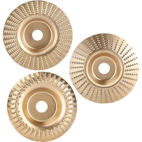 Disco de desbaste para amoladora angular, disco de desbaste para tallado de madera, disco de desbaste, dorado, 3 piezas (1/5)