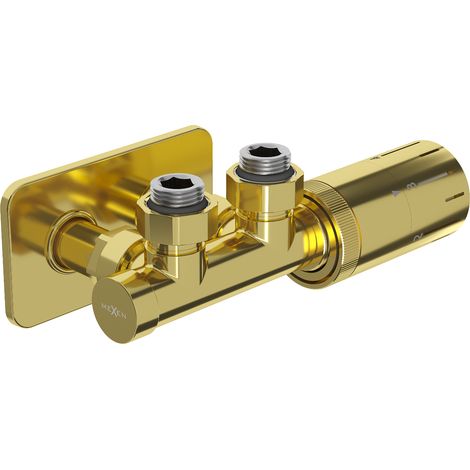 Mexen G05 set termostatico angolare con mascherina S, Duplex, DN50, oro - W907-958-910-50 (1/3)