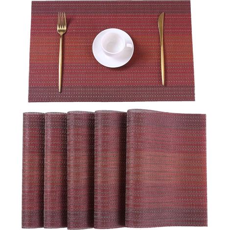 Set de table PVC lavable, 6 placemats antidérapants et résistants à la chaleur. (1/5)